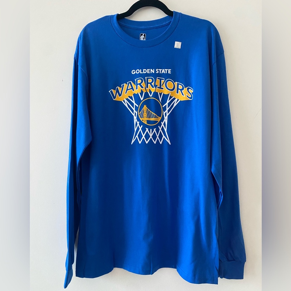 NBA Long Sleeve Cotton Shirt Original Golden State Warriors Large‎ Logo Blue